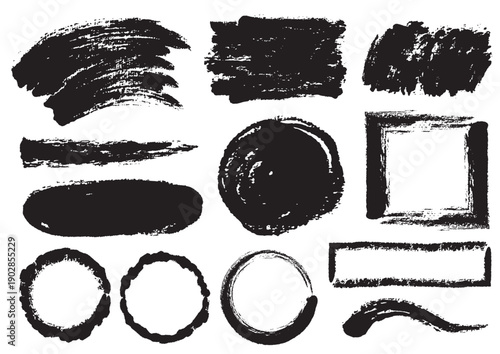 荒い筆書きのデザインパーツ12点セット