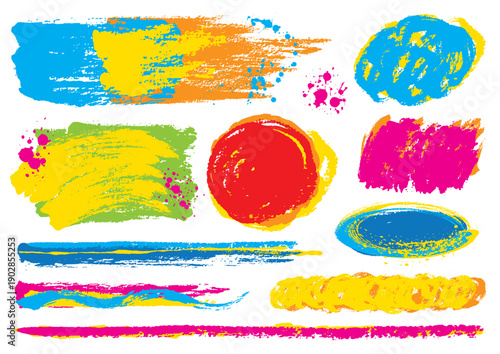 筆で描いたカラフルなグランジ素材11点セット