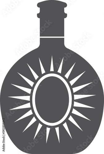 Cognac bottle. Luxury old alcohol drink icon