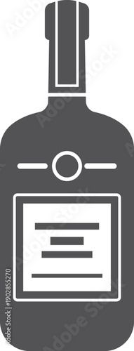 Brandy bottle icon. Black bar drink symbol