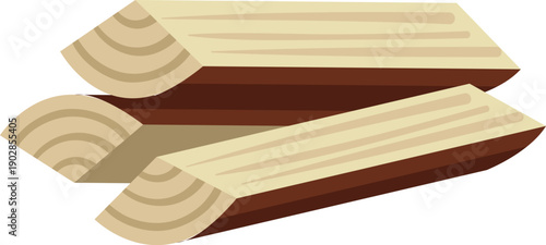 Lumber cartoon icon. Chopped wood timber pile