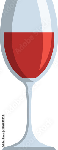 Red wine glass cartoon icon. Bar drink