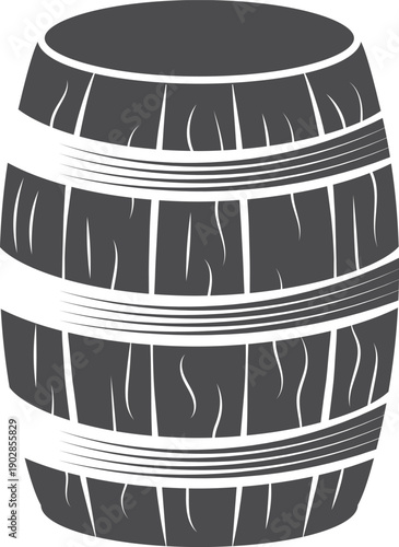 Wooden barrel black icon. Old cask logo
