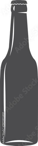 Beer bottle black silhouette. Alcohol drink icon