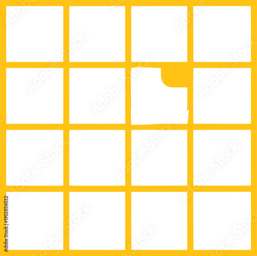 Yellow grid puzzle piece on transparent background