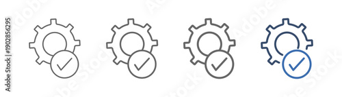 
outline icon set setup with gear and check mark design