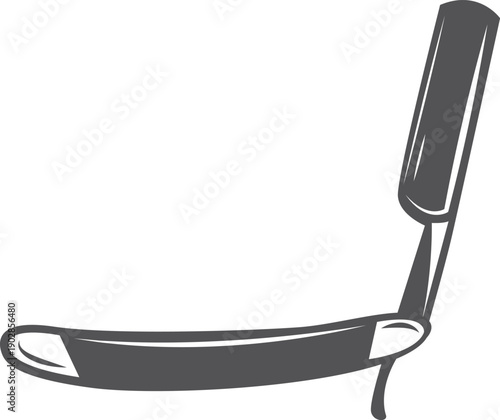 Straight razor for beard shaving. Barber black logo