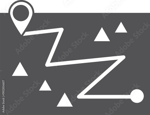 Ski track black icon. Winter mountain path