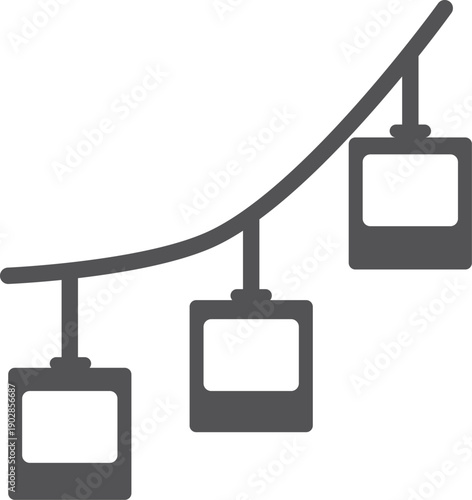 Cableway cabins black icon. Gondola lifts symbol