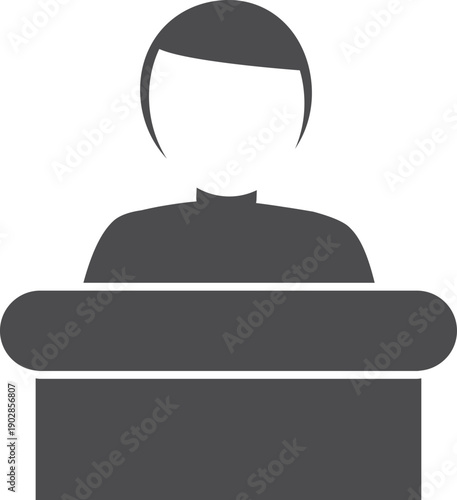 Man public speaking. Witness testimony black icon