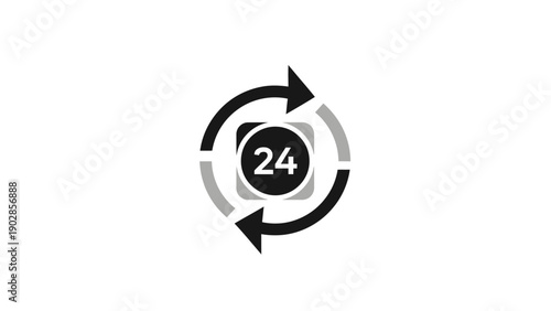 24 hour clock icon symbol.