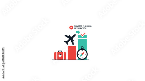 Airplane flying over bar graph.