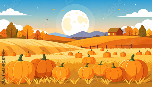 Harvest Moon Pumpkin Patch Vector