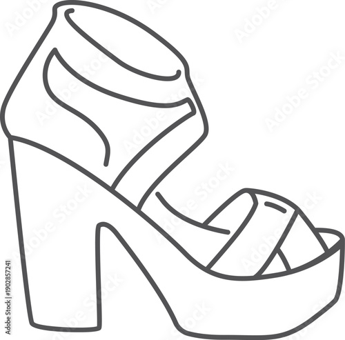 T-strap platform sandals line icon. Fashion shoe