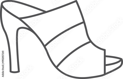 Peep toe shoe with high heel line icon