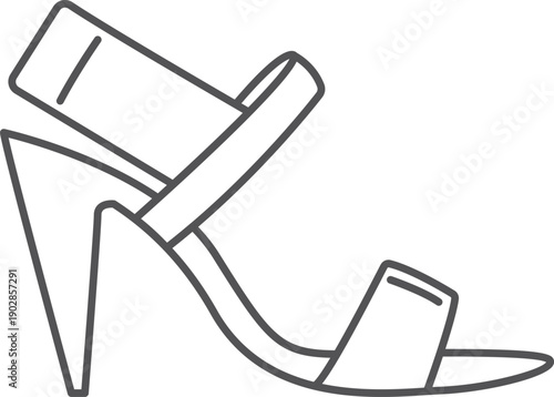 High heel sandal line icon. Sole shoe