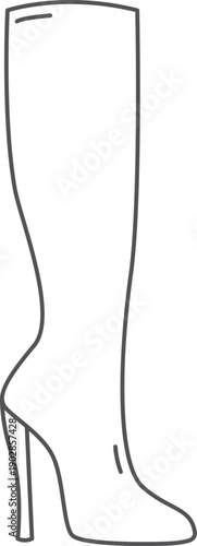 High heel boot. Fashion outdoor footwear icon