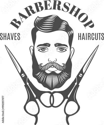 Barbershop logo. Black hair salon icon. Gentleman haircuts