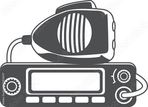 Military radio transmitter black icon. Communication device sign