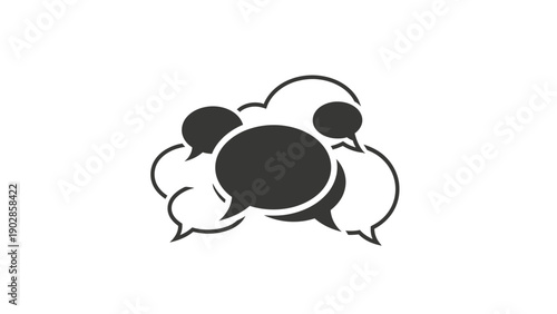 Canvastavla Black and white speech bubble icon.