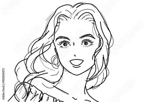 おしゃれな線画の女性ポートレート｜シンプル人物イラスト