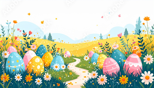 Easter Egg Hunt Meadow Vector