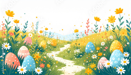 Easter Egg Hunt Meadow Vector
