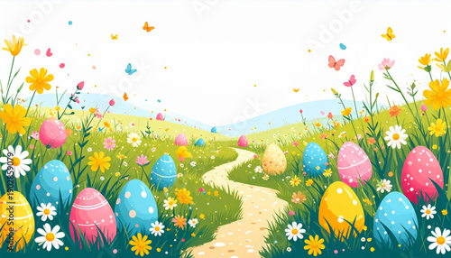 Easter Egg Hunt Meadow Vector