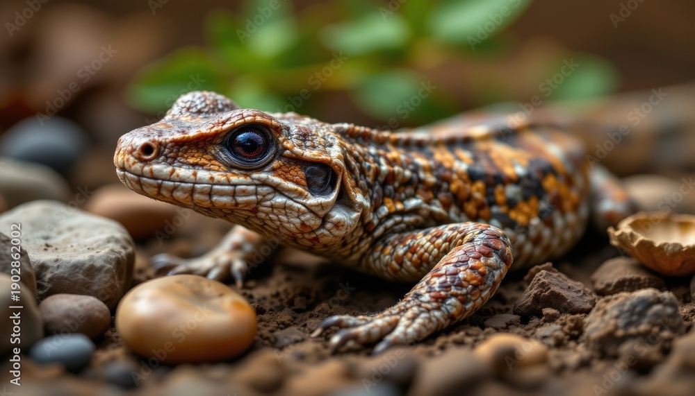Obraz premium Ground Lizard on Rocky Terrain