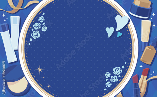 ホワイトデーフレーム_丸フレーム_コスメ_文字なし_横