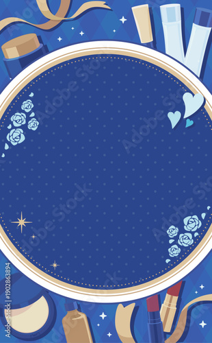 ホワイトデーフレーム_丸フレーム_コスメ_文字なし_縦