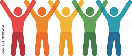 Colorful Human Figures Icon Set Vector Illustration for Teamwork and Diversity