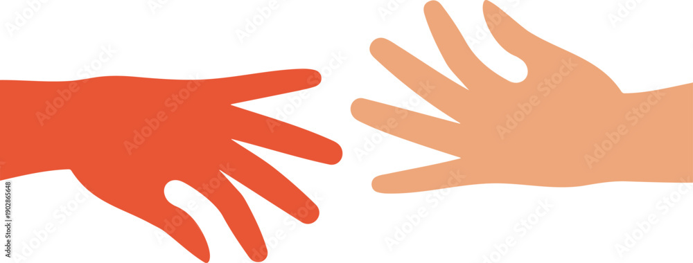 Obraz premium Two Human Hands Reaching Toward Each Other Vector Illustration