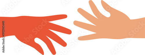 Two Human Hands Reaching Toward Each Other Vector Illustration