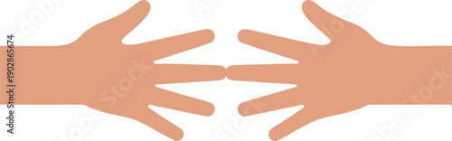 Two Human Hands Reaching Toward Each Other Vector Illustration