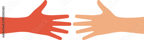 Two Human Hands Reaching Toward Each Other Vector Illustration