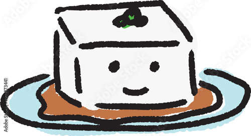 可愛いくて優しいタッチの冷奴のイラスト