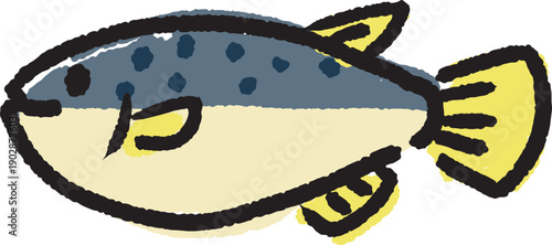 ゆるくて可愛い手書き風タッチのフグのイラスト