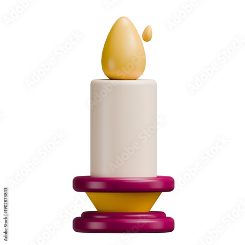 Soft 3D Rendered Candle on Background