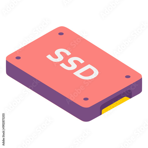 SSD hard disk computer storage flat color vector illustration template design
