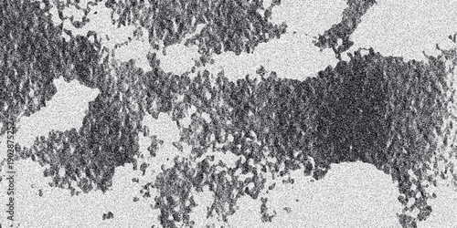 Grayscale abstract background with a dense granular texture and interconnected dark blotches forming an organic, mottled pattern