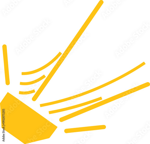 Yellow Whisk Brush with Curved and Straight Bristles Isolated on White Background