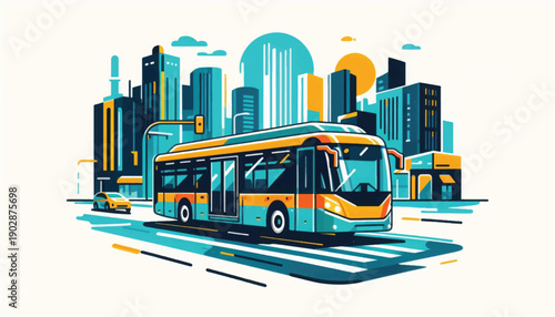 City Bus Illustration Modern Urban Transportation.