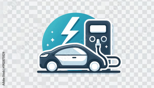 Electric Car Charging Station Illustration.