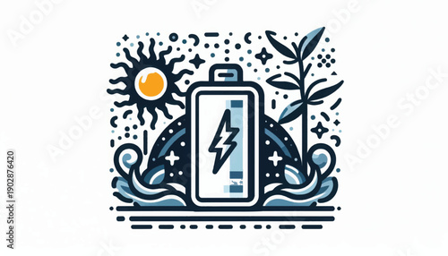Sustainable Energy Battery Eco Friendly Concept.