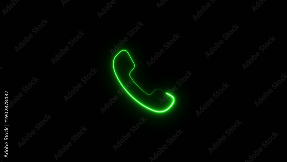 Naklejka premium Neon green glowing telephone receiver with smooth curved lines on a dark Generate title without using the word 
