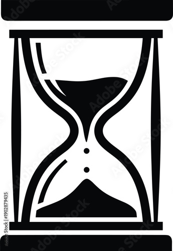 Hourglass silhouette icon, time passage artwork, deadline urgency design, productivity symbol illustration, countdown tribute graphic, historical time concept, flat vector illustration