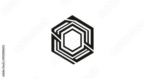 An abstract geometric house logo design featuring a 3d house symbol made of cubes and hexagon shapes for a modern real estate business architecture icon