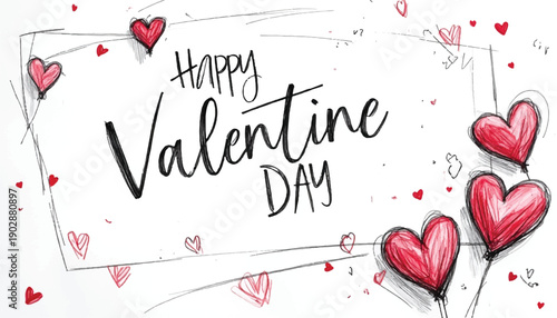 Happy Valentine's Day illustration with hearts.