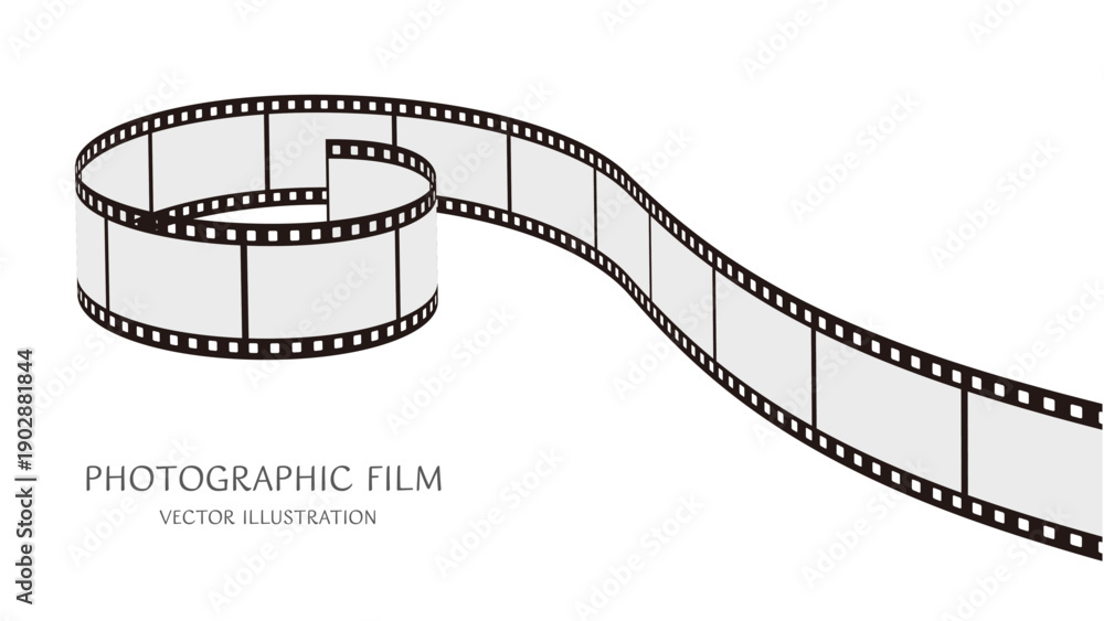 Fototapeta premium 16:9の背景素材：ダイナミックな動きをした35mm写真フィルムのベクターイラストデータ